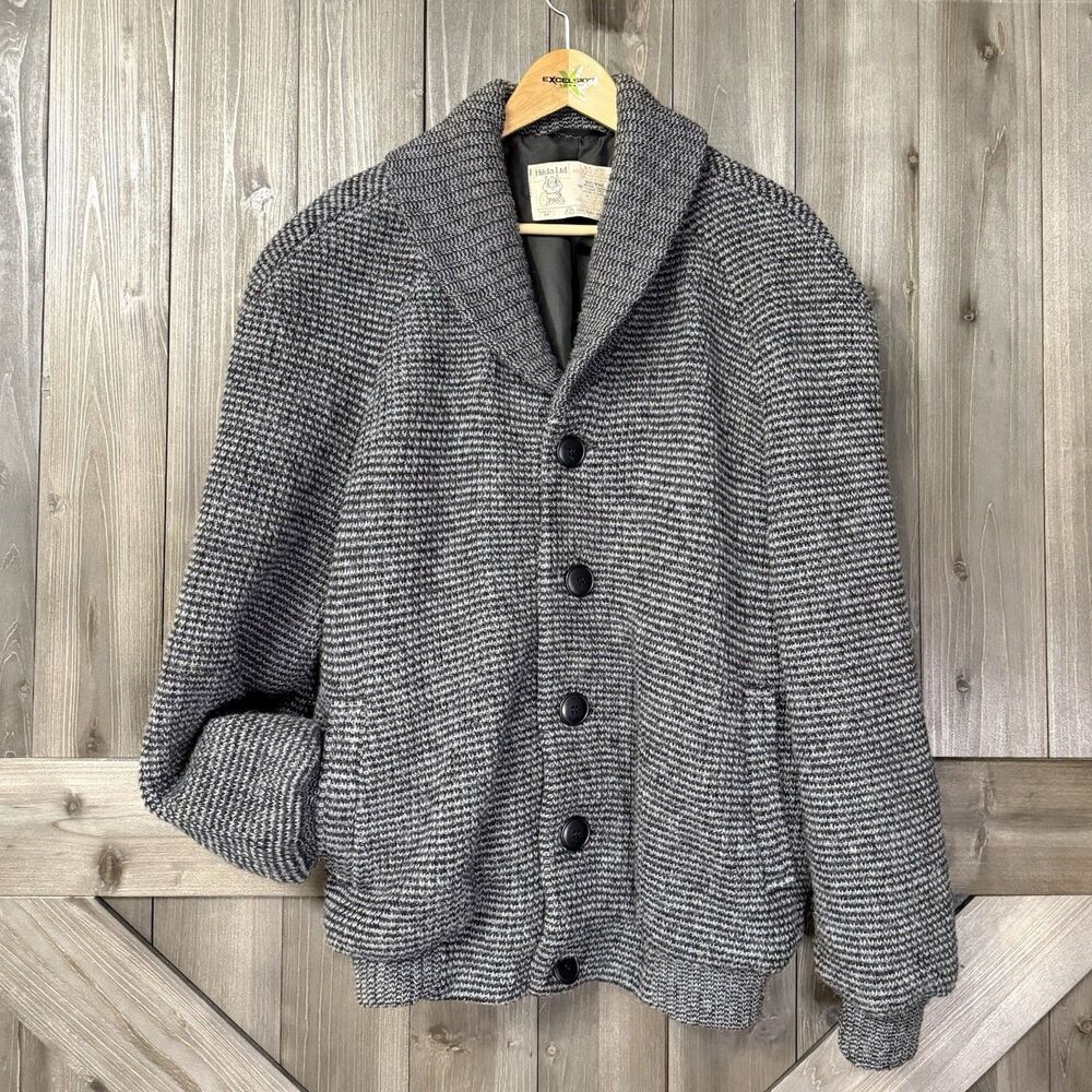 Icelandic Wool Cardigan Hilda Ltd  Grandpa Core Shawl Collar Nordic Sweater M